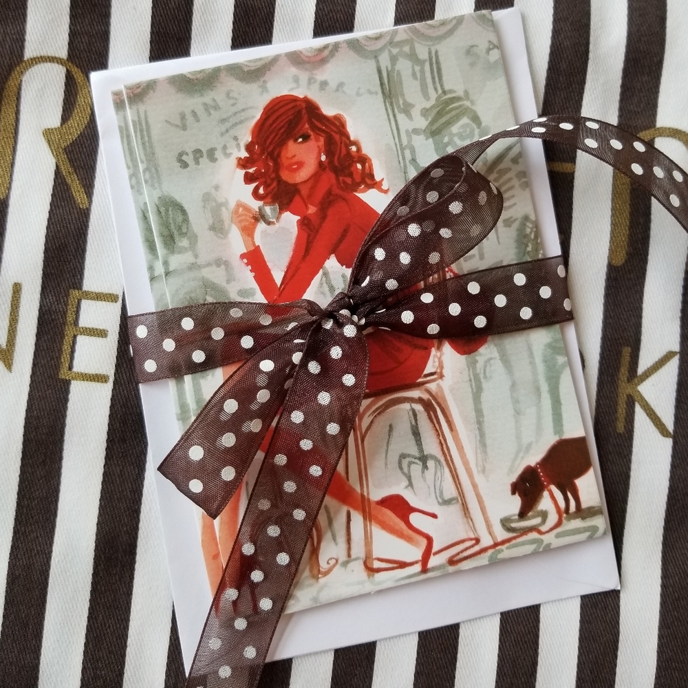 ❗Henri Bendel Illustrator Izak Zenou Bendel Girl in Cafe Notecards & Envelopes❗